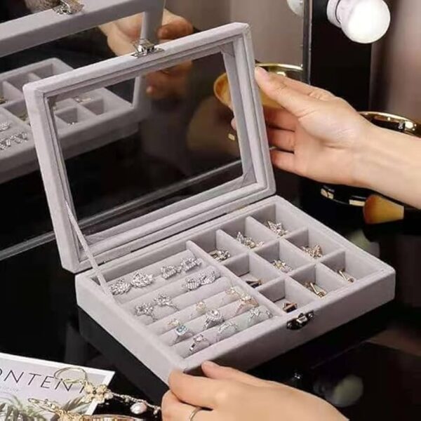 Buy Jewelry Box with Compartments & Transparent Lid in Pakistan – Elegant Storage for Rings, Earrings & Accessories | ChicTees.pk