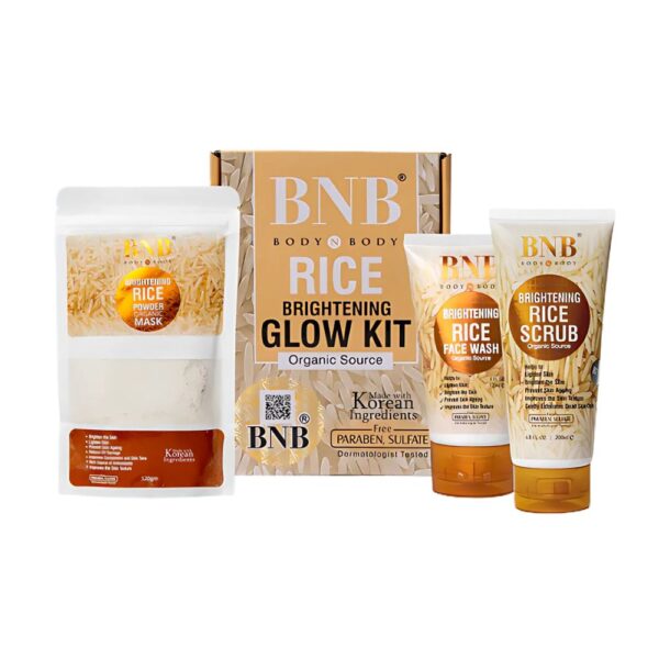 Buy BNB Rice Brightening Glow Kit – Face Wash, Mask & Scrub (3-in-1 Set) | ChicTees.pk