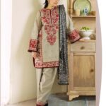 Zahra Lawn 3-Piece Suit – Heavy Embroidered Shirt, Trouser & Diamond Digital Dupatta | 90/70 Lawn