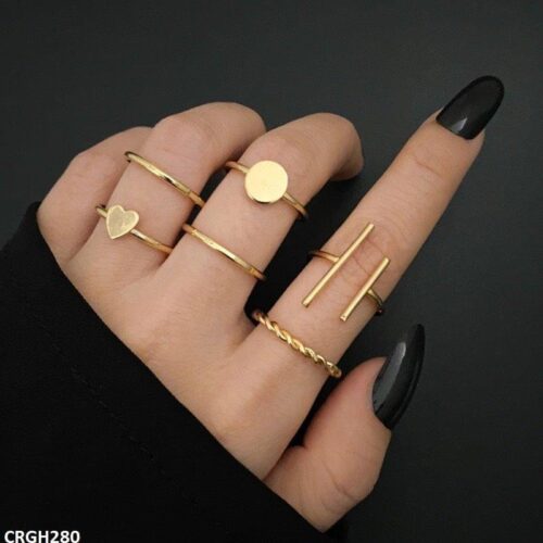 Buy LSH 6 Midi Rings Set – Stylish Gold-Tone Stackable Finger Rings for Women & Girls