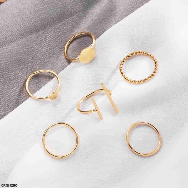 Buy LSH 6 Midi Rings Set – Stylish Gold-Tone Stackable Finger Rings for Women & Girls