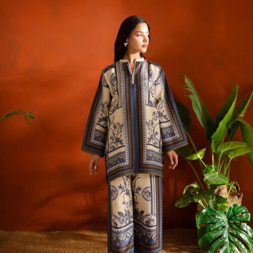 LULU SAR 2-Piece Printed Cord Set | Premium Linen 2pc | chictees.pk